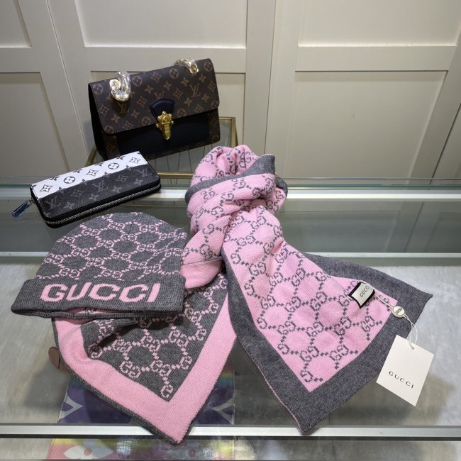 Gucci Scarves Men Womens Fashion Scarf and Hats Set with Original Box Whatapp