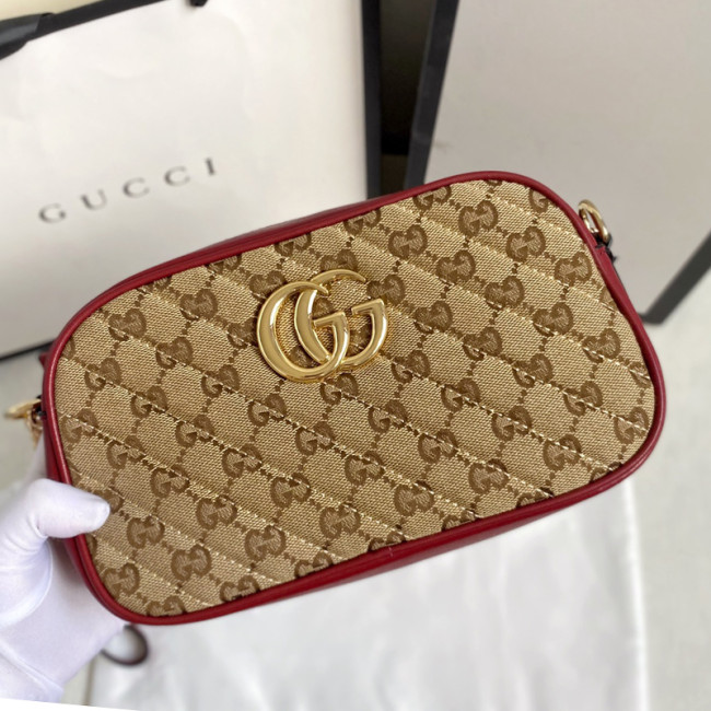 Gucci Womens Bag GG Marmont small shoulder bag in Original GG canvas/black Luxury Brand with Original Box 447632 HVKEG 9772 Whatapp