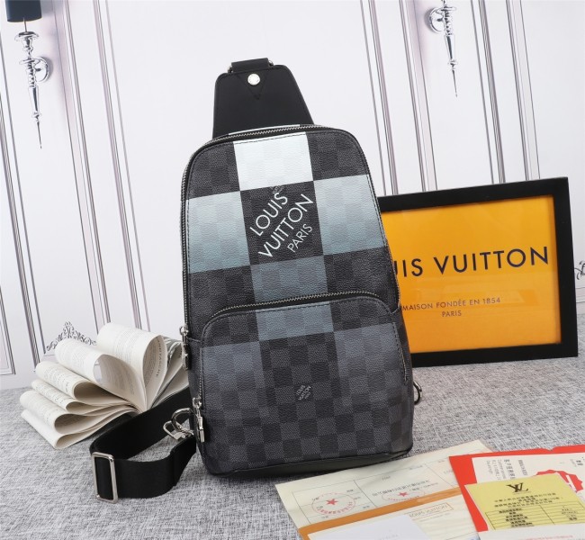 Louis Vuitton Mens Bag Shoulder Bag AVENUE SLING BAG N40403 White Damier Graphite Giant coated canvas with Original Box Whatapp