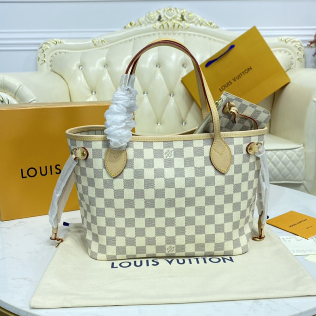 Louis Vuitton Womens Bags Handbags Luxury Brand Fashion Type Neverfull PM Bag Damier Azur Canvas N41362 Whatapp