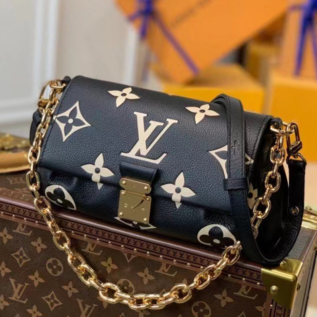 Louis Vuitton Womens Bags Clutch Shoulder Bags Luxury Brand Fashion Type Messenger Bags FAVORITE M45859 with Original Box Black/Beige Monogram Empreinte embossed supple grained cowhide leather and supple grained cowhide leather Whatapp