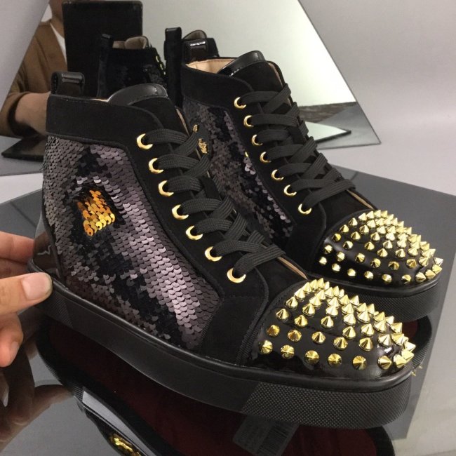 Christian Louboutin Mens Shoes Luxury Brand Red Bottom Design Louis Junior Spikes Flat with Original Box CL sneakers Whatapp