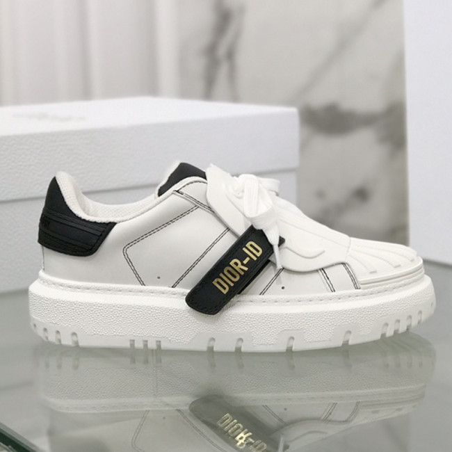 Dior Womens Shoes Sneakers Luxury Brand DIOR-ID SNEAKER White and Black Calfskin and Rubber with Original Box KCK278BCR_S29W Whatapp