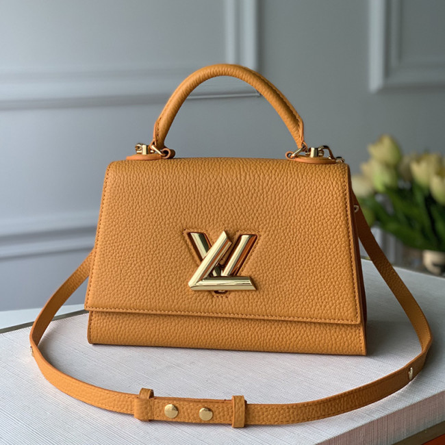 Louis Vuitton Womens Bags Shoulder Messenger Bags Luxury Brand TWIST ONE HANDLE PM Saffron Taurillon leather M57136 Whatapp