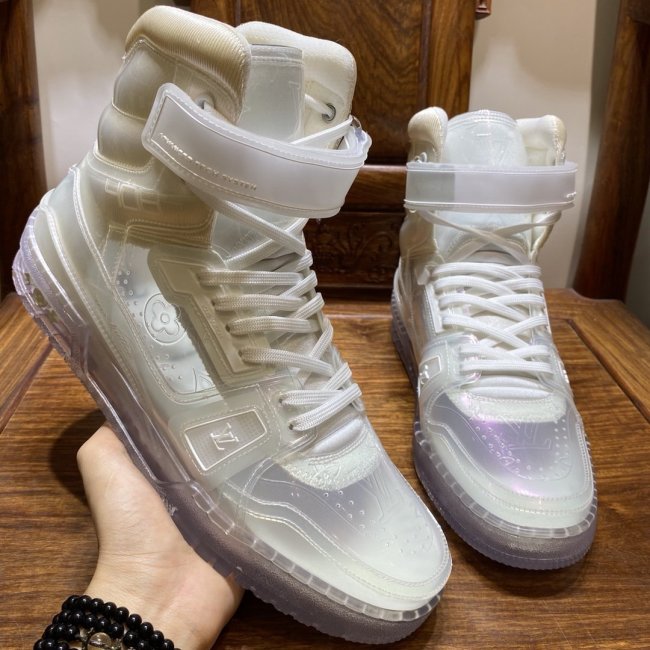 Louis Vuitton Men Shoes Fashion Design Luxury Brand Sports LV Trainer SNEAKER Boots Transparent material White with Original Box 1A5YJ7 Whatapp