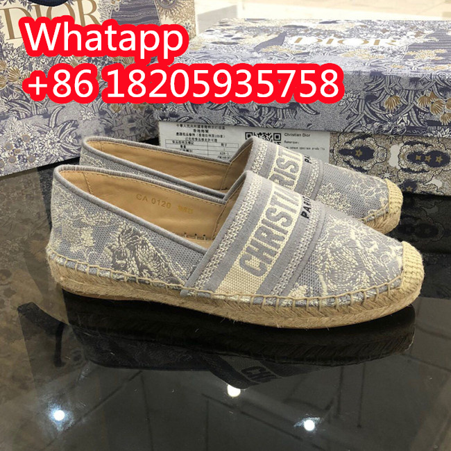 Dior Womens Shoes DIOR GRANVILLE ESPADRILLE Gray Toile de Jouy Reverse Embroidered Cotton with Original Box KDB578TJE_S37W Whatapp