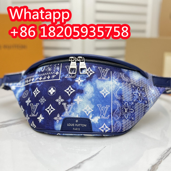 Louis Vuitton Mens Shoulder Bags Luxury Brand Fashion Type DISCOVERY BUMBAG PM M20587 with Original Box Blue Cowhide leather Whatapp