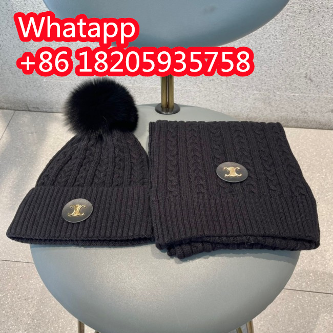 Celine Men Womens Hats Luxury Brand Design Celine Knit Hat Scarf with Original Box Whatapp