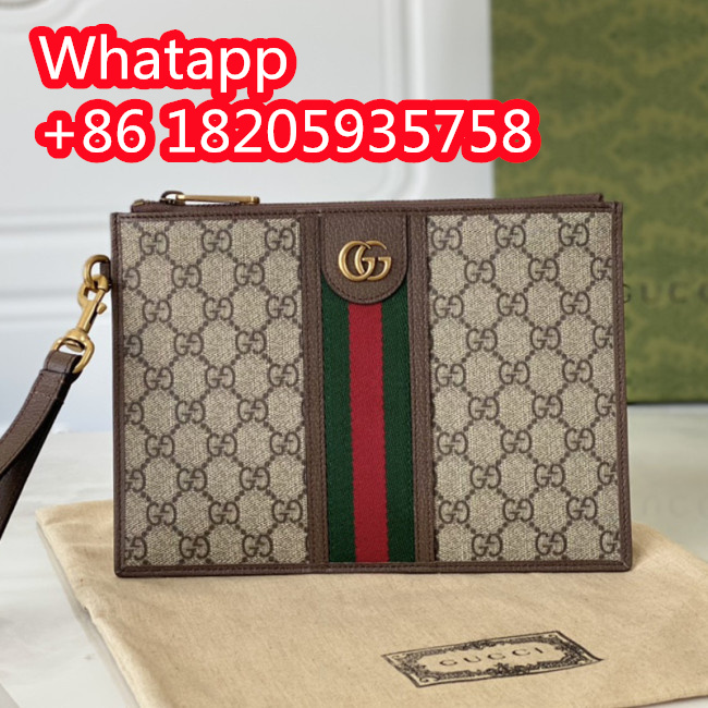 Gucci Mens Bags Clutch Pouch Luxury Brand Ophidia pouch with Web in GG Supreme with Original Box 672989 96IWT 8745 Whatapp