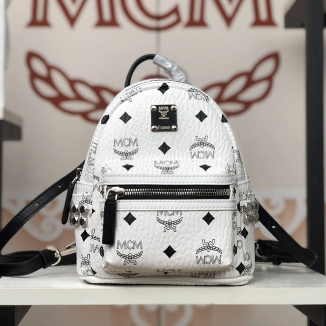 MCM Women Bags Backpacks Luxury Brand Stark Backpack in Geo Laurel Visetos with Original Box Whatapp