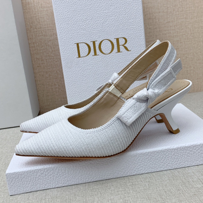 Dior Women Shoes Pumps Luxury Design Fashion Type 6.5cm High Heel Shoes for Wedding Style J'ADIOR SLINGBACK PUMP Cotton Fabric with Original Box Whatapp