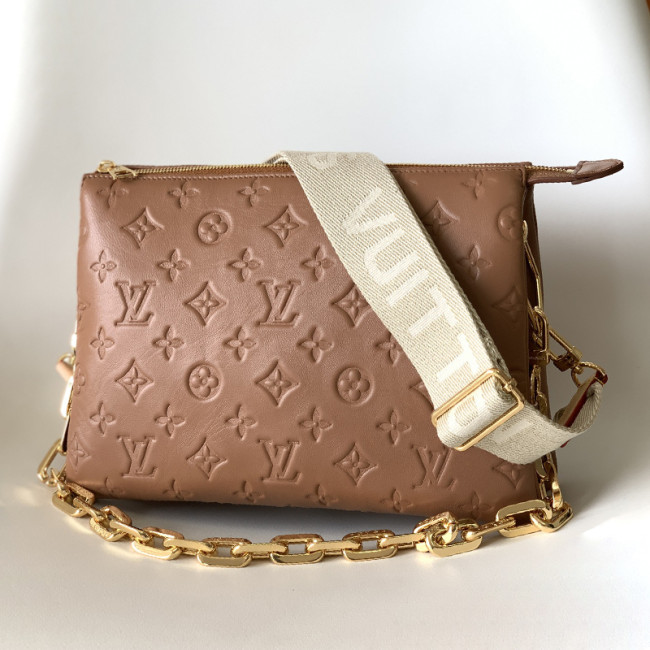 Louis Vuitton Womens Bags Messenger Shoulder Bags Luxury Brand COUSSIN PM M59277 with Original Box Taupe Monogram embossed puffy lambskin Whatapp