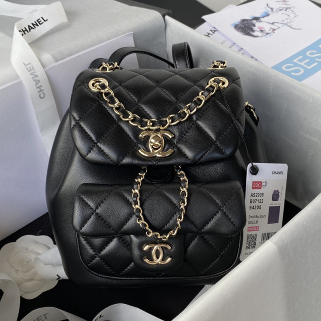 Chanel Womens Bags Drawstring Backpacks Shopping Bag Shiny Lambskin & Gold-Tone Metal with Original Box Whatapp