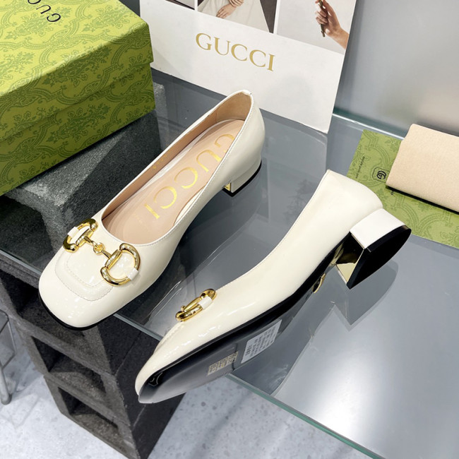 Gucci Womens Shoes Pumps Luxury Brand Women's Low-Heel Pump With Horsebit In Leather 2.5cm Heel with Original Box 694855 BNC00 5815 Whatapp