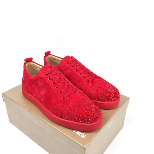 Christian Louboutin Mens Shoes Luxury Brand Red Bottom Design Louis Junior Spikes Flat with Original Box CL sneakers Whatapp