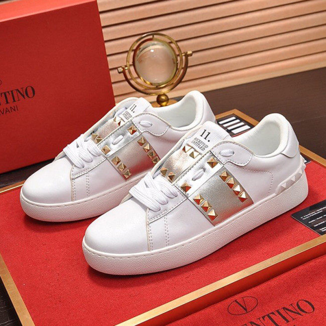 Valentino Garavani Rockstud Untitled Sneaker In Calfskin Leather With Metallic Stripe Womens Shoes Sneakers TW0S0A01HELCZ7 Whatapp