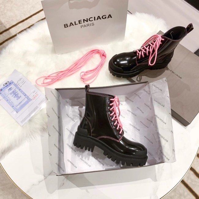 Balenciaga Women Shoes Luxury Brand STRIKE 20MM LACE-UP BOOT IN BLACK MATTE CALFSKIN 590974WA9641085 Whatapp