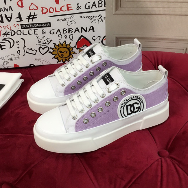 Dolce&Gabbana Womens Shoes Sneakers Fashion Type Luxury Brand Two-tone canvas Portofino Light Low-top sneakers with DG logo with Original Box Whatapp