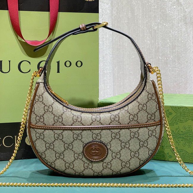 Gucci Womens Bags Shoulder Messenger Bag Luxury Brand Gucci Half-moon-shaped mini bag with Interlocking G with Original Box 726843 92TCG 8563 Whatapp