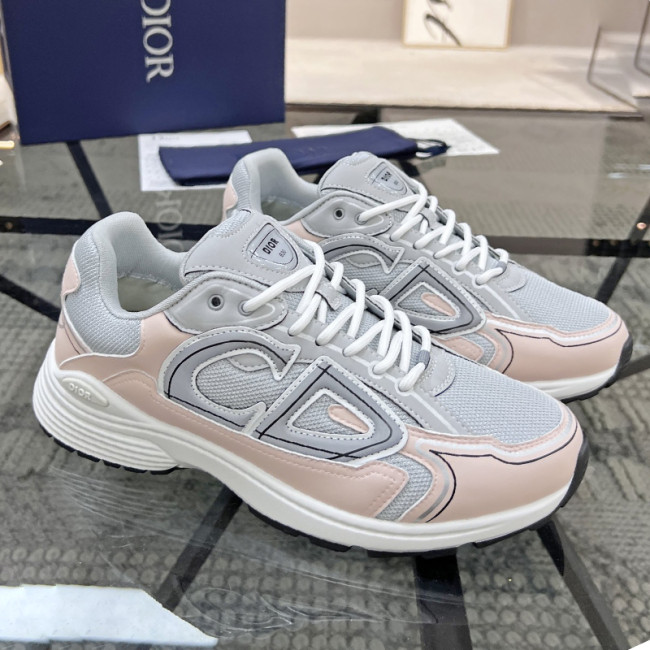 Dior Mens Shoes Sneakers Luxury Brand B30 SNEAKER Gray Mesh and Light Pink and Gray Technical Fabric with Original Box 3SN279ZRA_H840 Whatapp