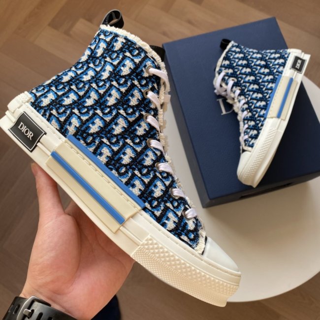 Dior Men Shoes Luxury Brand B23 High-Top Sneaker Beige, Black And Navy Blue Dior Oblique Tapestry 3SH129ZGT_H561 Whatapp