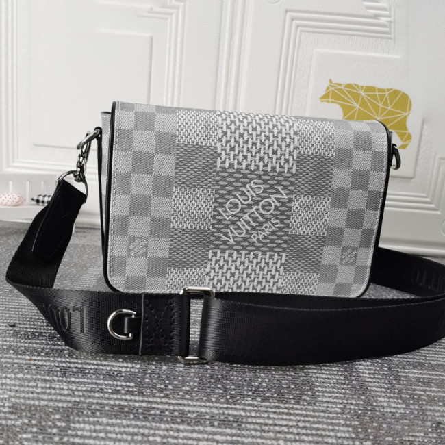 Louis Vuitton Womens and Mens Unisex Bags Luxury Brand STUDIO MESSENGER N50014 Antarctica silver Damier Graphite 3D coated canvas with Original Box Whatapp