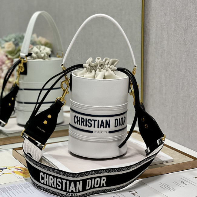 Dior Womens Bags Shoulder Messenger Bags Luxury Brand Dior SMALL DIOR VIBE BUCKET BAG White and Black Smooth Calfskin M8703OOBR_M933 Whatapp