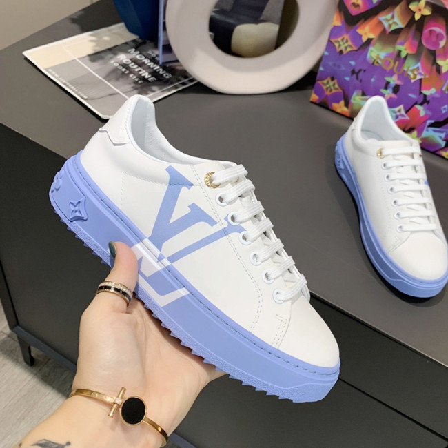 Louis Vuitton Women Shoes Sneakers Lace-Up Luxury Brand Fashion TIME OUT SNEAKER Light Blue 1A8MZB Whatapp