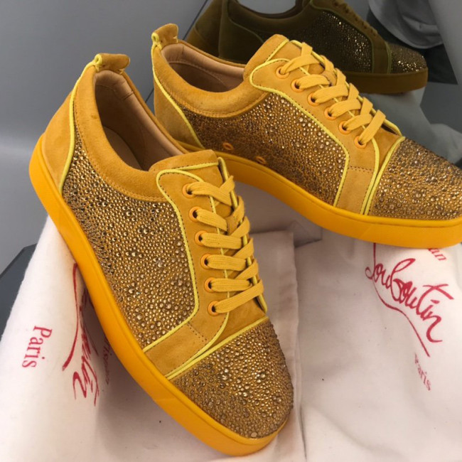 Christian Louboutin Mens Shoes Luxury Brand Red Bottom Design Louis Junior Spikes Flat with Original Box CL sneakers Whatapp