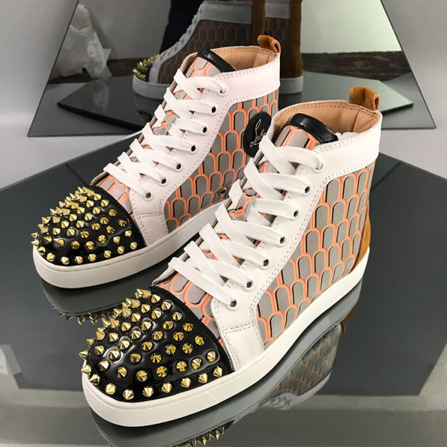 Christian Louboutin Mens Shoes Luxury Brand Red Bottom Design Louis Junior Spikes Flat with Original Box CL sneakers Whatapp