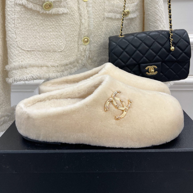 Chanel Womens Shoes Slippers Luxury Brand Winter Plus Velvet Design with Original Box Whatapp