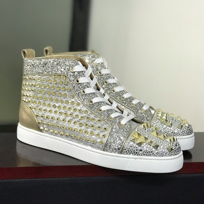 Christian Louboutin Mens Shoes Luxury Brand Red Bottom Design Louis Junior Spikes Flat with Original Box CL sneakers Whatapp