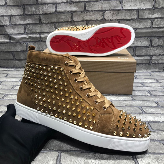 Christian Louboutin Mens Shoes Luxury Brand Red Bottom Design Louis Junior Spikes Flat with Original Box CL sneakers Whatapp