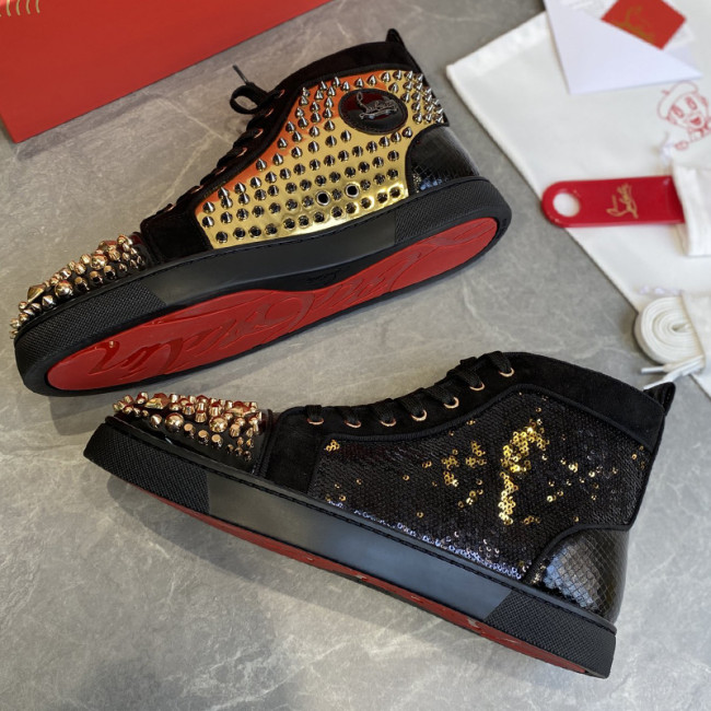 Christian Louboutin Mens Shoes Luxury Brand Red Bottom Design Louis Junior Spikes Flat with Original Box CL sneakers Whatapp