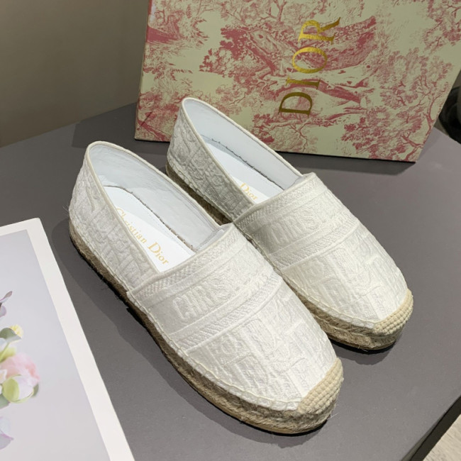 Dior Women Shoes Luxury Brand Design Dior Espadrille Nude Mesh Embroidery Womens Shoes with Original Box Whatapp