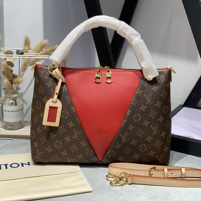 Louis Vuitton Womens Bag Handbag Luxury Brand Fashion Type V TOTE MM Cerise Red Monogram coated canvas and grained calfskin exterior M43957 Whatapp