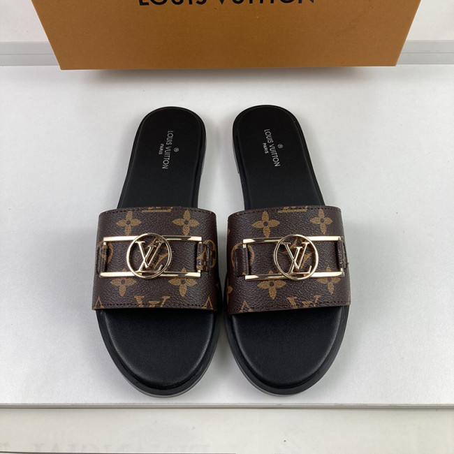 Louis Vuitton Women Shoes Fashion Sandals LOCK IT FLAT MULE 1A64MI Patent Monogram canvas with Original Box Whatapp