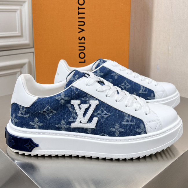 Louis Vuitton Mens Shoes Sneakers Lace-Up Luxury Brand Fashion TIME OUT SNEAKER with Original Box Whatapp