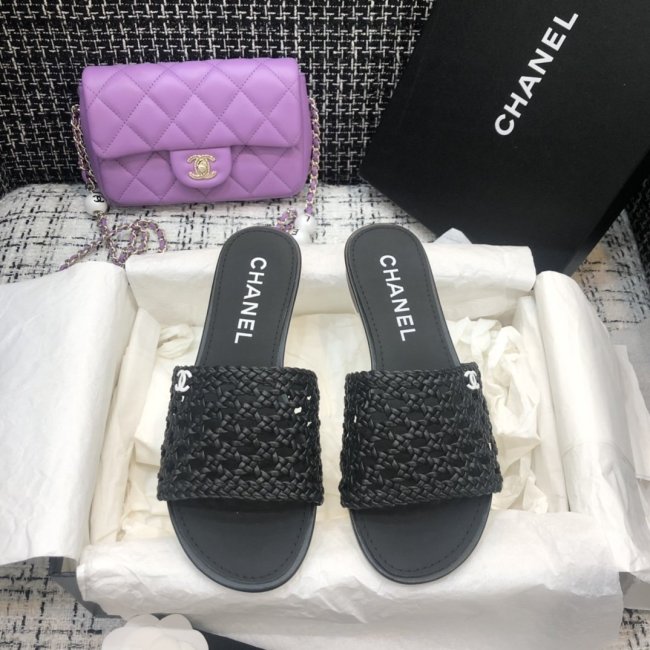 Chanel Womens Shoes Mule Weave Flat Sandals Whatapp