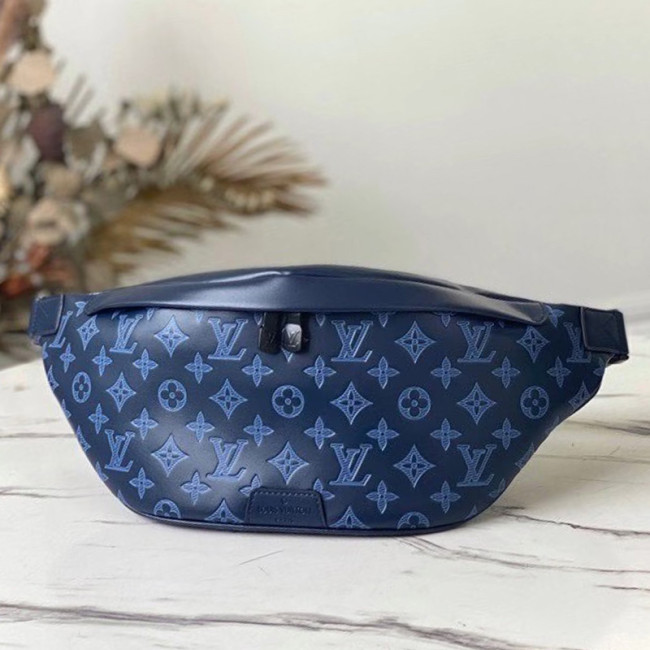 Louis Vuitton Mens Shoulder Bags Luxury Brand Fashion Type DISCOVERY BUMBAG M45729 with Original Box Navy Blue Monogram Shadow cowhide leather Whatapp