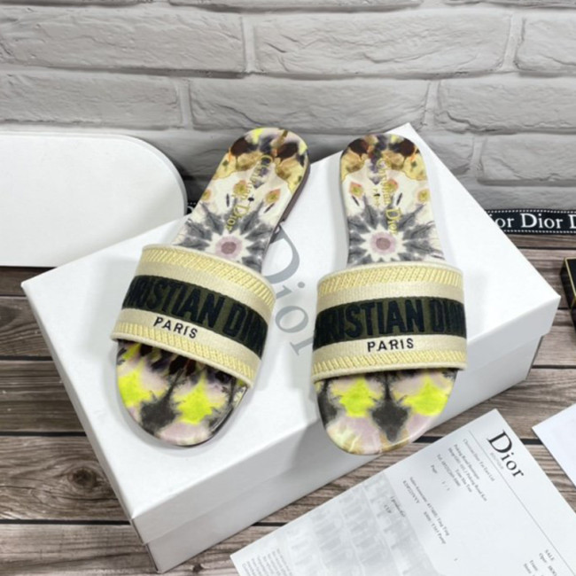 Dior Women Shoes Mule DWAY SLIDE Luxury Brand Womens Sandals Slippers with Original Box Whatapp