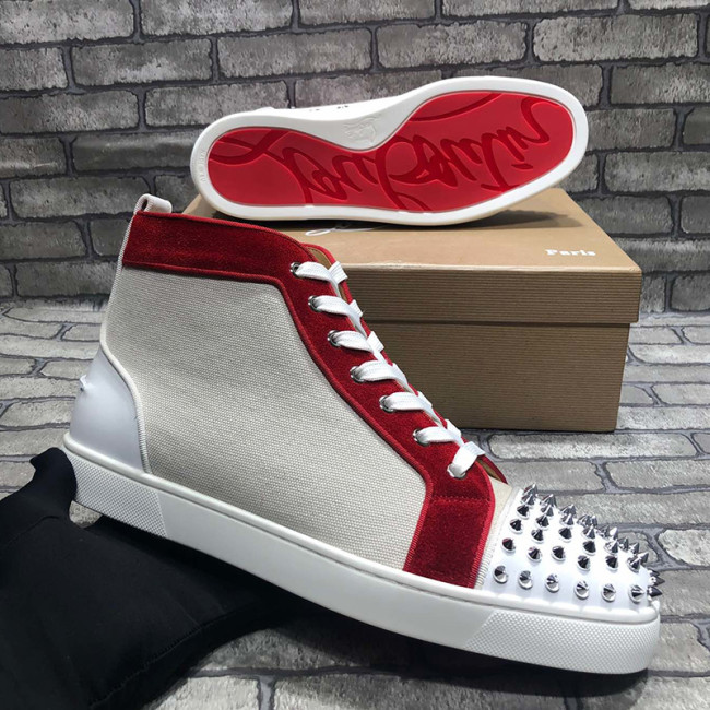 Christian Louboutin Mens Shoes Luxury Brand Red Bottom Design Louis Junior Spikes Flat with Original Box CL sneakers Whatapp