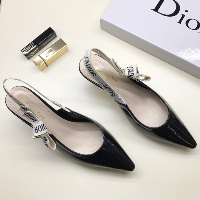 Dior Women Shoes Luxury Design Fashion Type High Heel Shoes for Wedding Style J'ADIOR SLINGBACK PUMP Black Patent Calfskin Whatapp