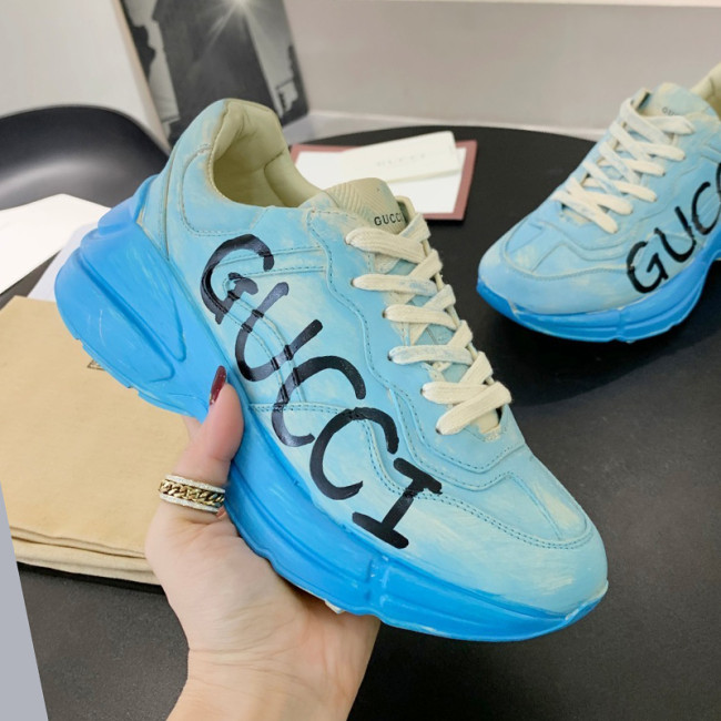 Gucci Mens Shoes Sneakers Luxury Brand Men's Rhyton leather sneaker with Original Box Whatapp