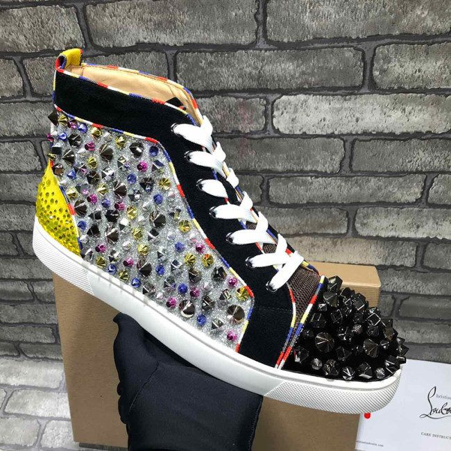 Christian Louboutin Mens Shoes Luxury Brand Red Bottom Design Louis Junior Spikes Flat with Original Box CL sneakers Whatapp