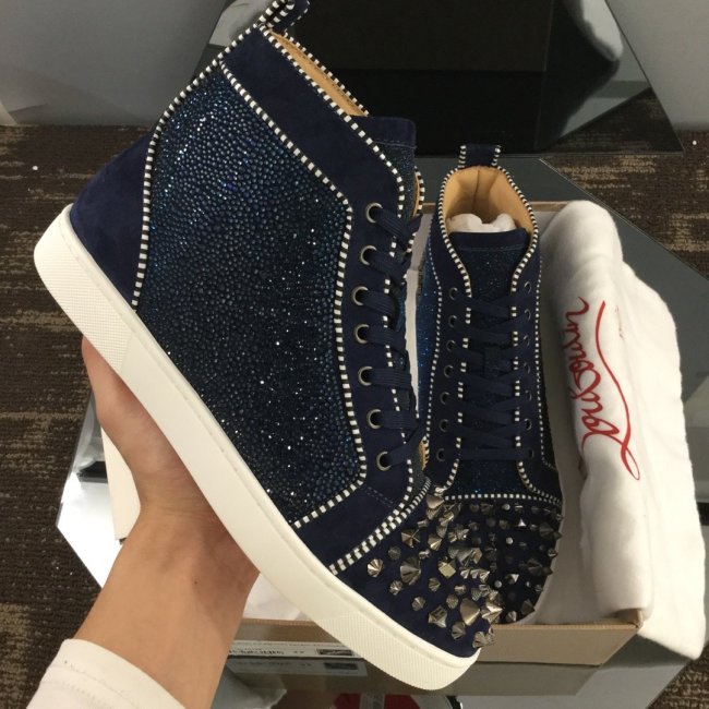 Christian Louboutin Mens Shoes Luxury Brand Red Bottom Design Louis Junior Spikes Flat with Original Box CL sneakers Whatapp