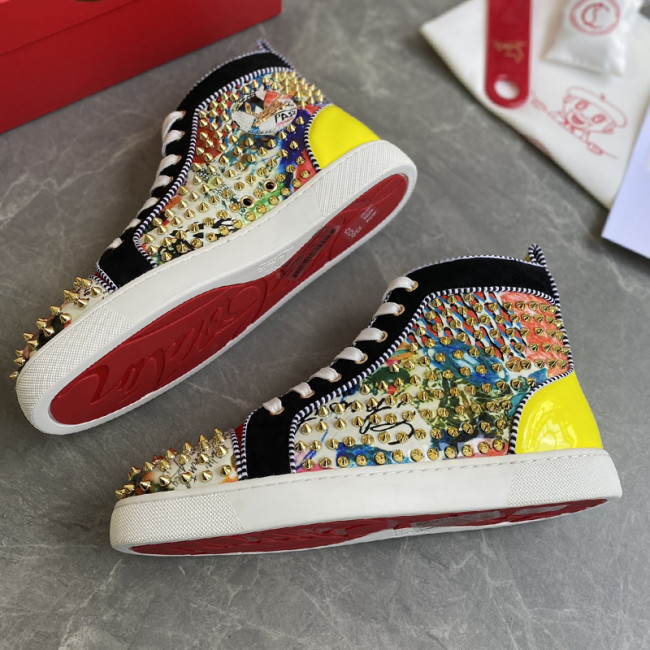 Christian Louboutin Mens Shoes Luxury Brand Red Bottom Design Louis Junior Spikes Flat with Original Box CL sneakers Whatapp