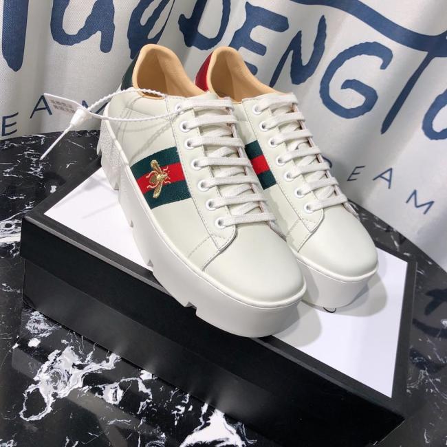 Gucci Women Shoes Luxury Brand Women's Ace Embroidered Platform Sneaker 577573 DOPE0 9064 with Original Box Whatapp