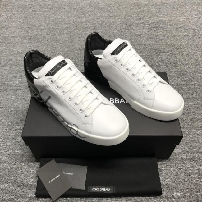 Dolce&Gabbana Men Shoes Boots Luxury Brand Patent Calfskin Portofino Sneakers White Black CS1520AI053HN821 Whatapp