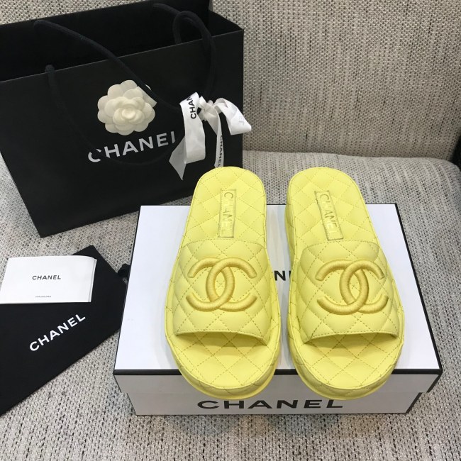 Chanel Womens Shoes Mules Lambskin Yellow G36901 X01000 NB357 Whatapp